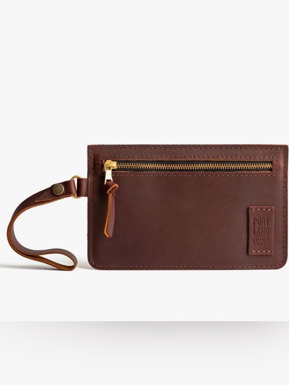 Portland Leather Adriana Pouch Wristlet in Cognac